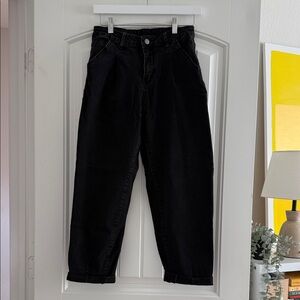 Black High-Waist Barrel Denim Pants